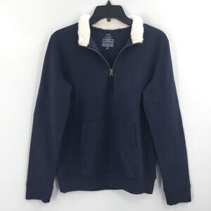 1901 Kids Pop Collar Quarter-Zip Pullover Sweatshirt Long Sleeve Navy X-Large